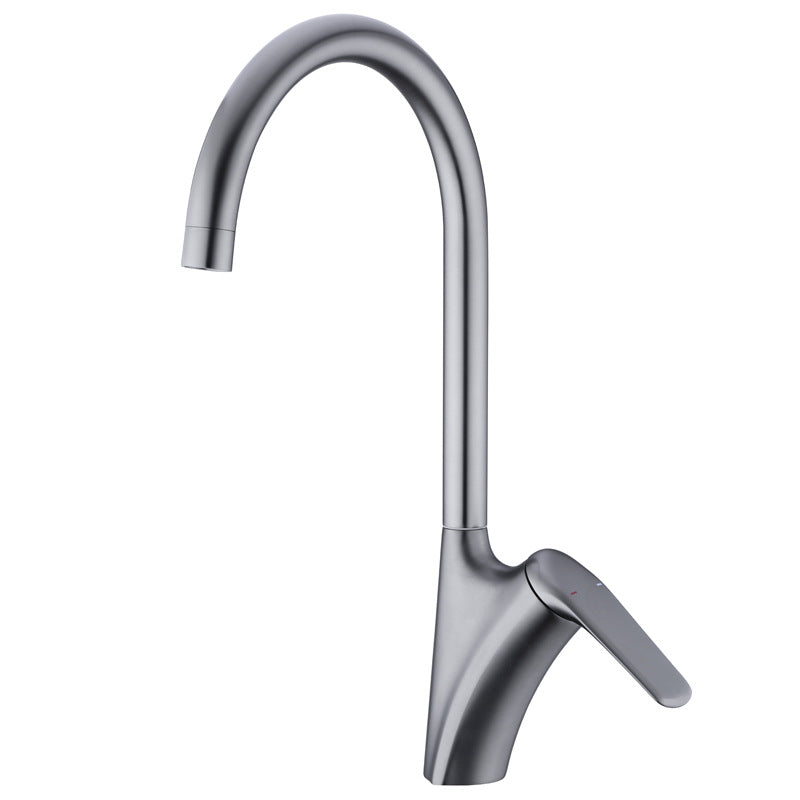 Brushed Deck-Mounted Kitchen Mixer Tap With Swivel Spout