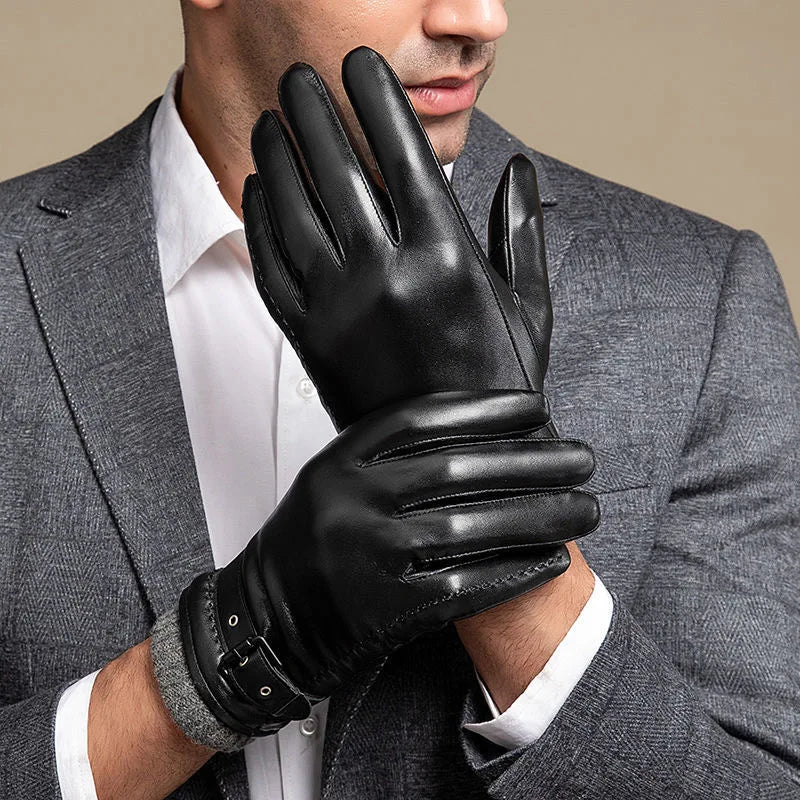 Leather Gloves With Cashmere Cuffs