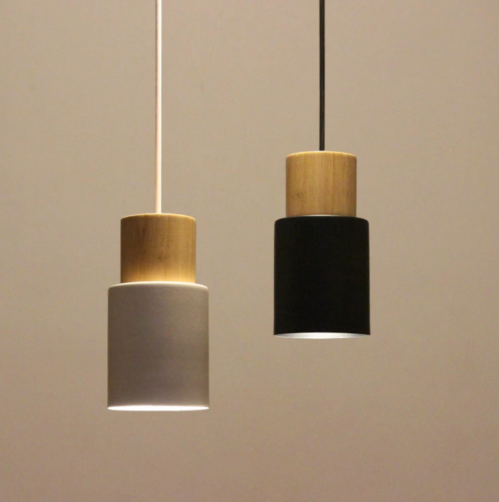Marlen | Wood and Metal Cylindrical Pendant Light