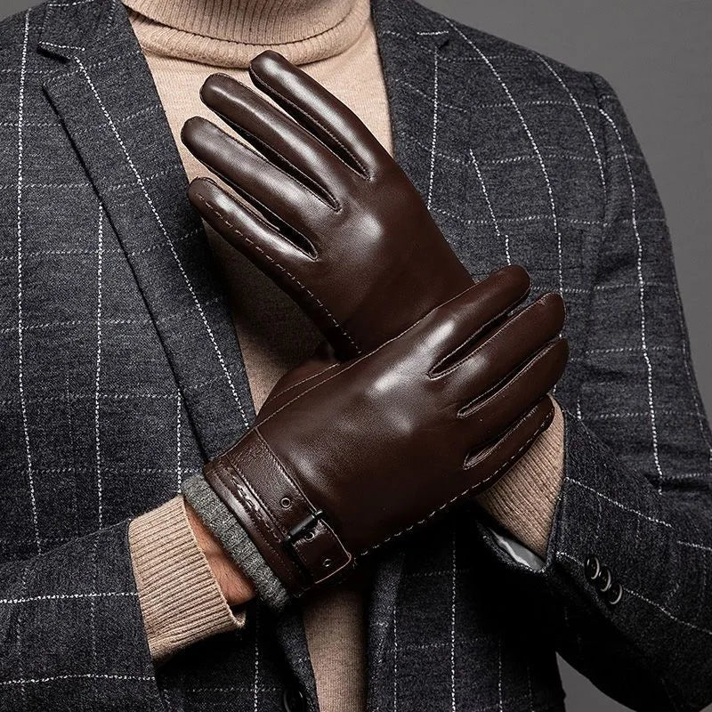 Leather Gloves With Cashmere Cuffs