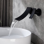 Sleek Single Lever Wall Mounted Waterfall Faucet for Bathroom Sink