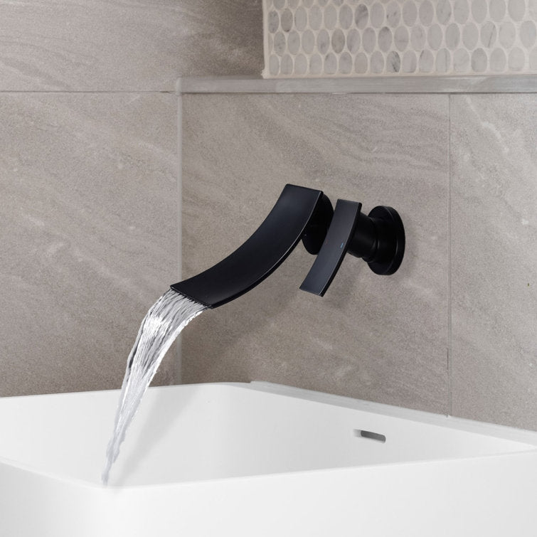 Sleek Single Lever Wall Mounted Waterfall Faucet for Bathroom Sink