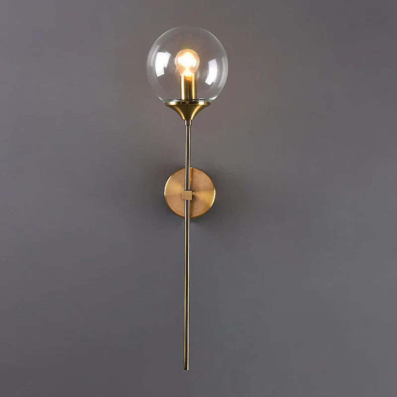Glass Torch Wall Light in Brass
