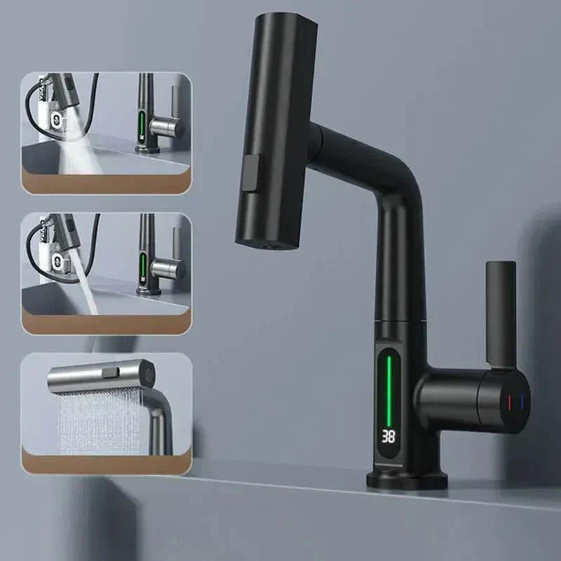 AquaLuxe Digital Waterfall Faucet