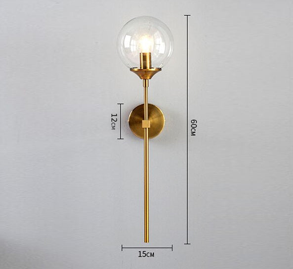 Glass Torch Wall Light in Brass