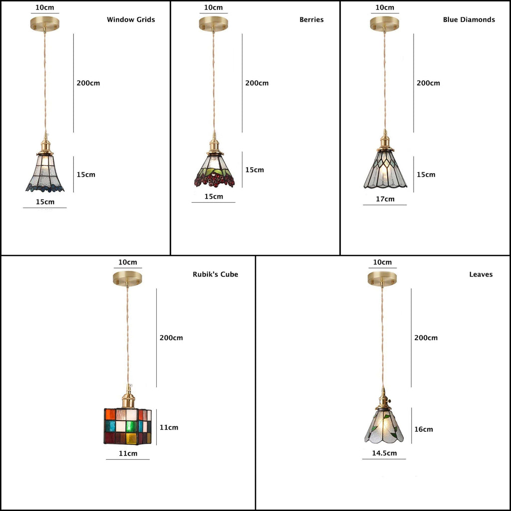 Mirella | Vintage Stained Glass LED Pendant Light, Bulb Included