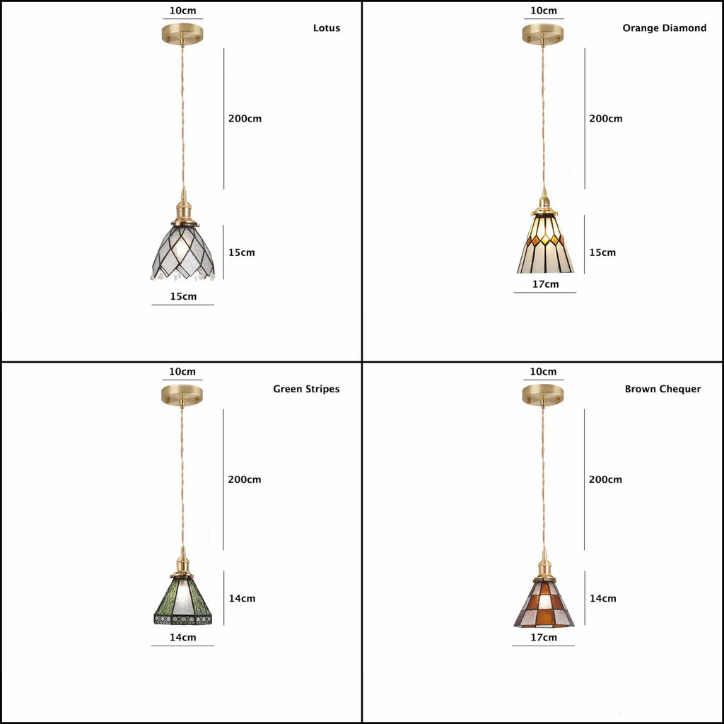 Mirella | Vintage Stained Glass LED Pendant Light, Bulb Included