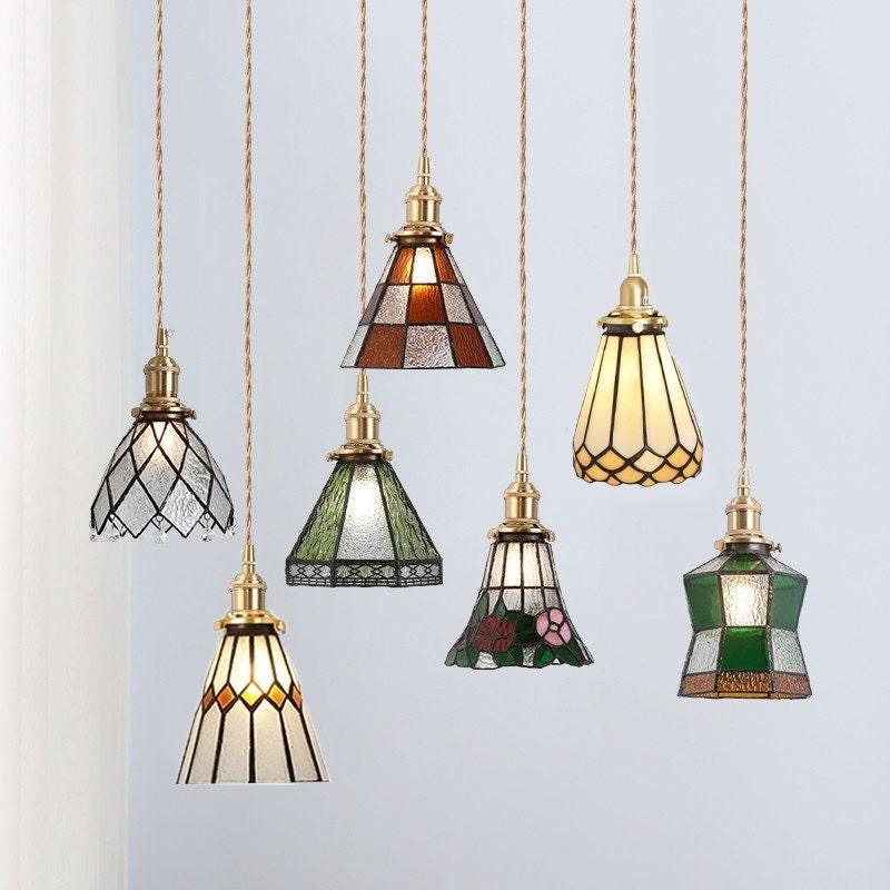 Mirella | Vintage Stained Glass LED Pendant Light, Bulb Included