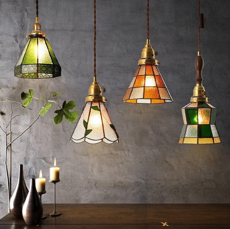 Mirella | Vintage Stained Glass LED Pendant Light, Bulb Included