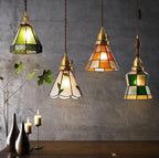 Mirella | Vintage Stained Glass LED Pendant Light, Bulb Included