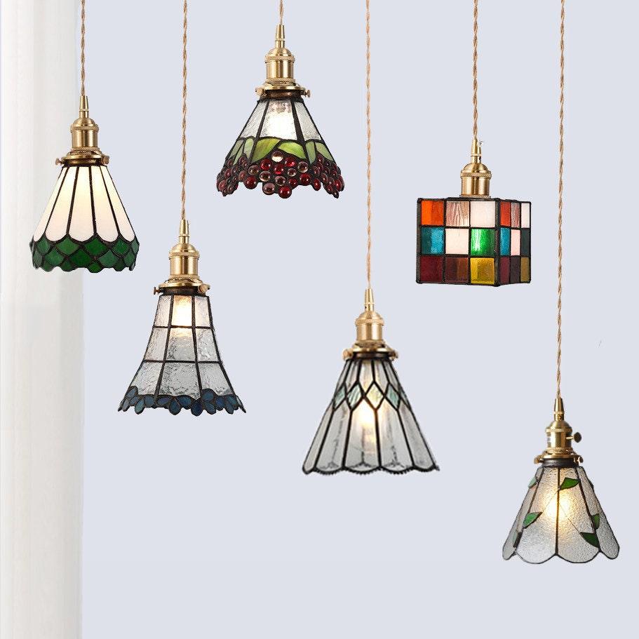 Mirella | Vintage Stained Glass LED Pendant Light, Bulb Included