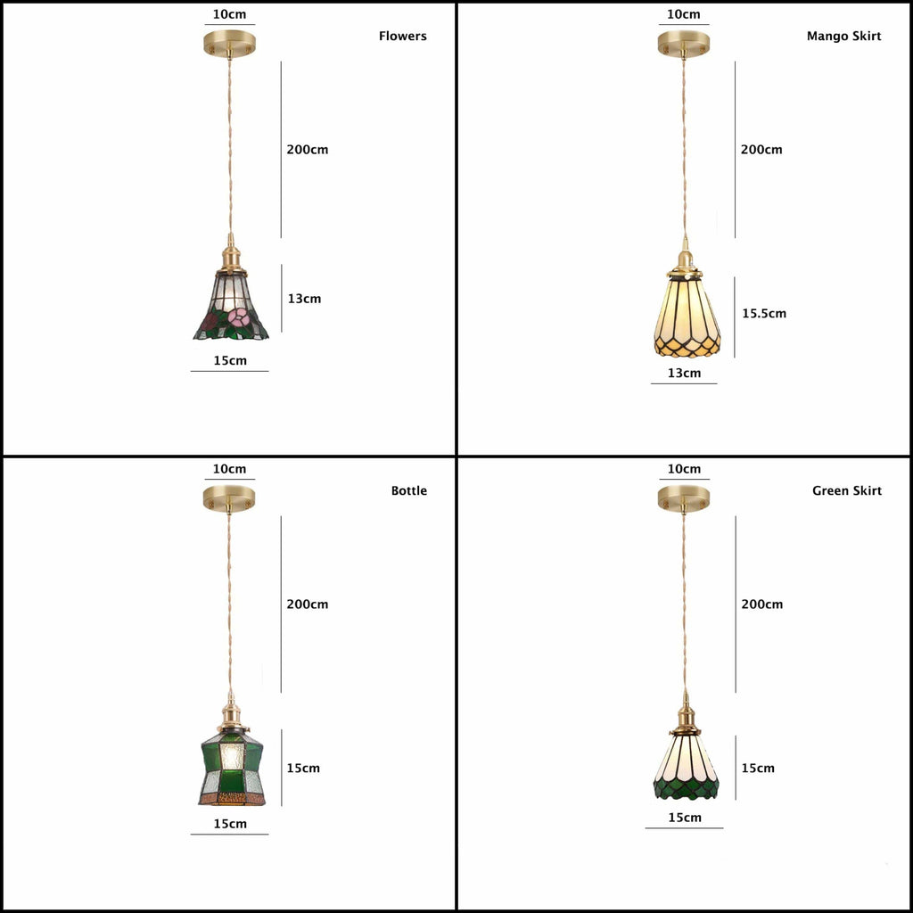 Mirella | Vintage Stained Glass LED Pendant Light, Bulb Included