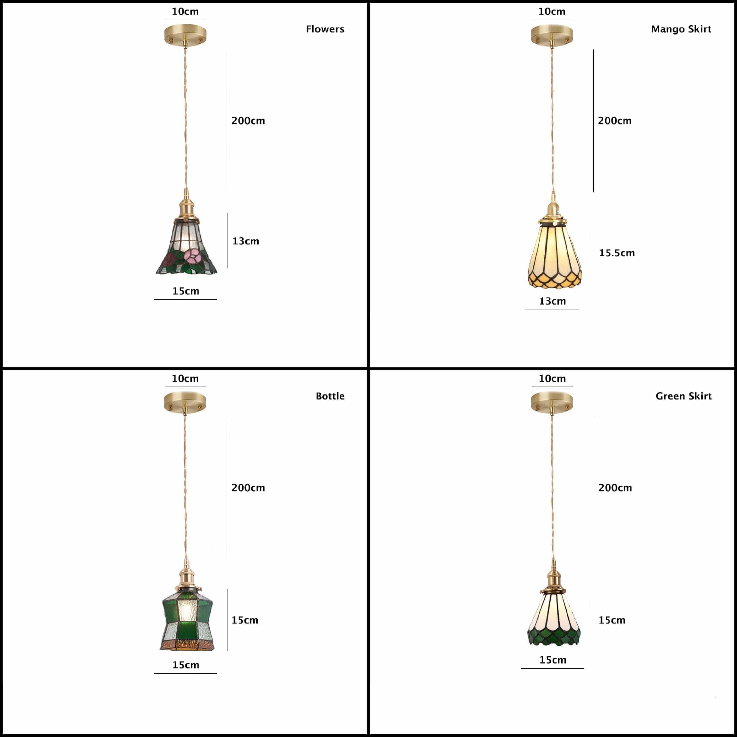 Mirella | Vintage Stained Glass LED Pendant Light, Bulb Included