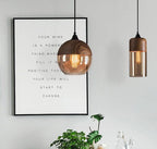 Lumina Nordic Metal LED Pendant Light with Woody Design, Tea-Tinted Glass Shade and Bulb Included