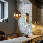 Lumina Nordic Metal LED Pendant Light with Woody Design, Tea-Tinted Glass Shade and Bulb Included