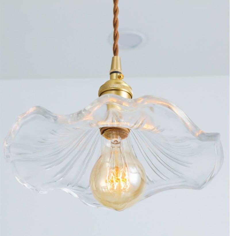 Calista Glass Hibiscus Flower Pendant Light in Vintage Style, LED Bulb Included
