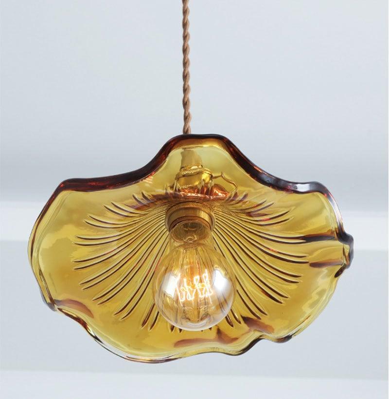 Calista Glass Hibiscus Flower Pendant Light in Vintage Style, LED Bulb Included