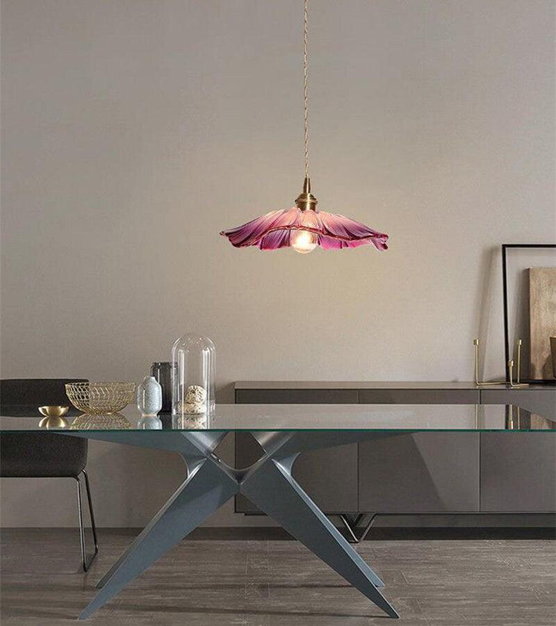 Lunara Violet Glass Sunflower Pendant Light, Retro-Style LED with Bulb Included