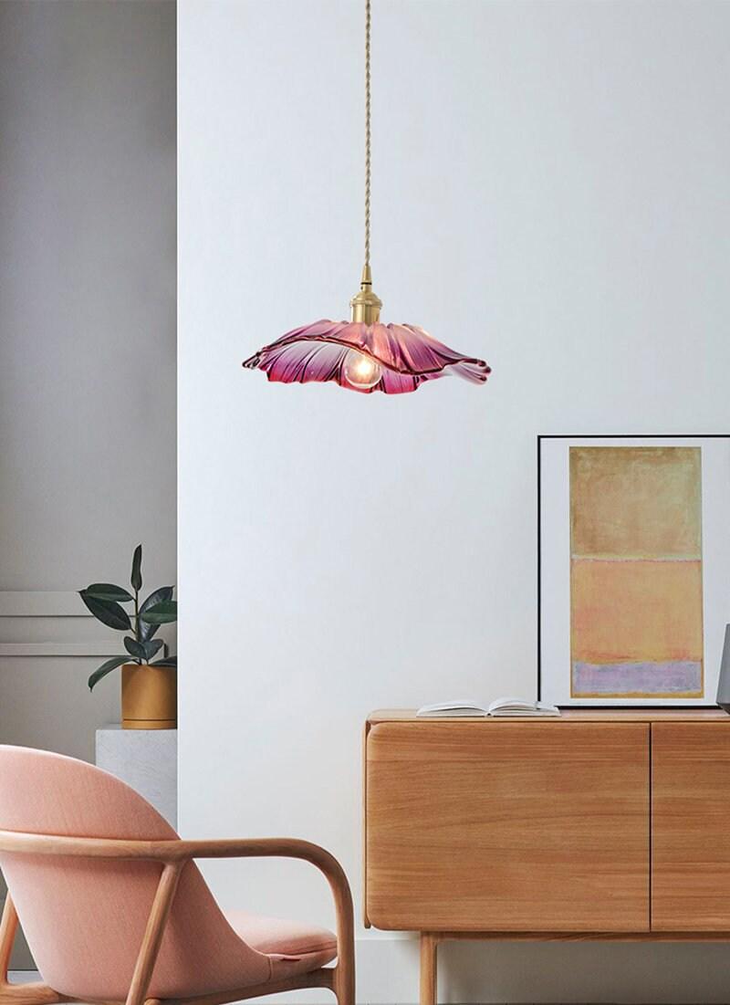 Lunara Violet Glass Sunflower Pendant Light, Retro-Style LED with Bulb Included