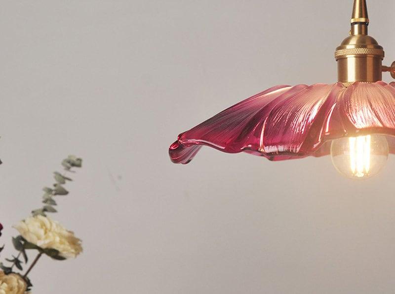 Lunara Violet Glass Sunflower Pendant Light, Retro-Style LED with Bulb Included