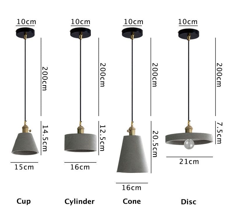 Kelda Handcrafted Cement Pendant LED Light in Nordic Style - Bulb Included
