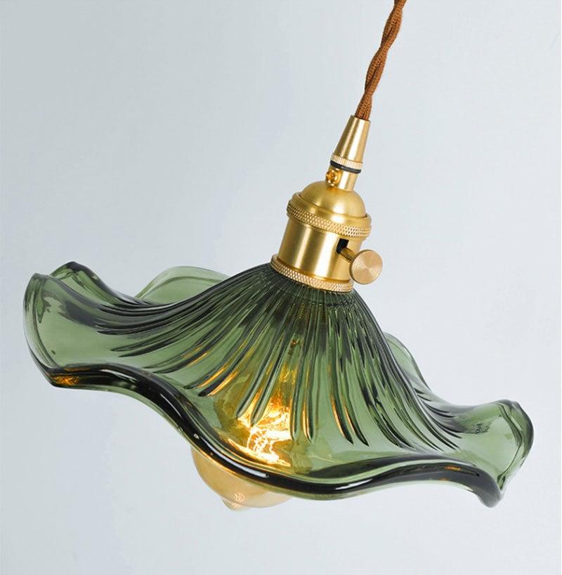 Calista Glass Hibiscus Flower Pendant Light in Vintage Style, LED Bulb Included