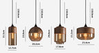 Lumina Nordic Metal LED Pendant Light with Woody Design, Tea-Tinted Glass Shade and Bulb Included