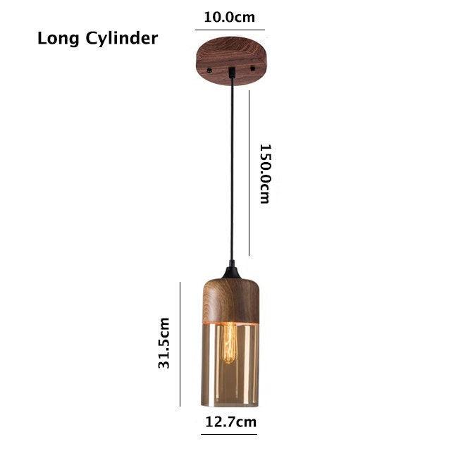 Lumina Nordic Metal LED Pendant Light with Woody Design, Tea-Tinted Glass Shade and Bulb Included