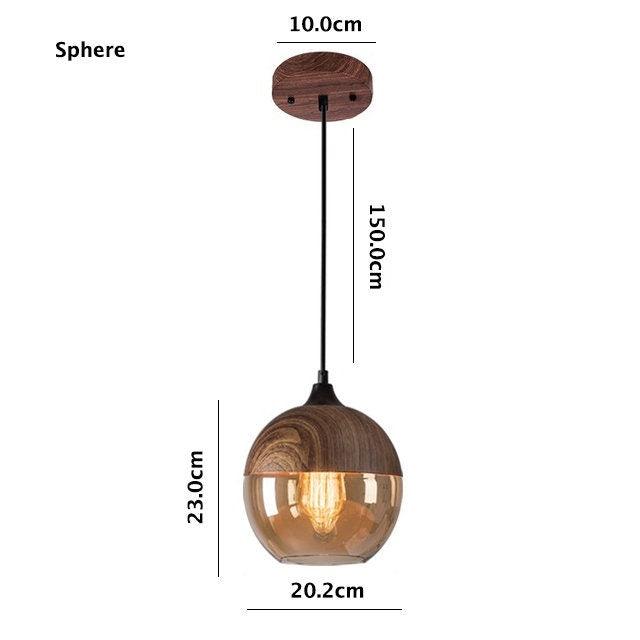 Lumina Nordic Metal LED Pendant Light with Woody Design, Tea-Tinted Glass Shade and Bulb Included
