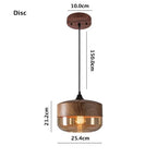 Lumina Nordic Metal LED Pendant Light with Woody Design, Tea-Tinted Glass Shade and Bulb Included
