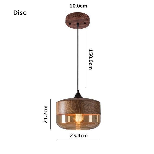 Lumina Nordic Metal LED Pendant Light with Woody Design, Tea-Tinted Glass Shade and Bulb Included