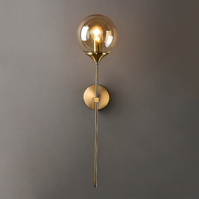 Glass Torch Wall Light in Brass
