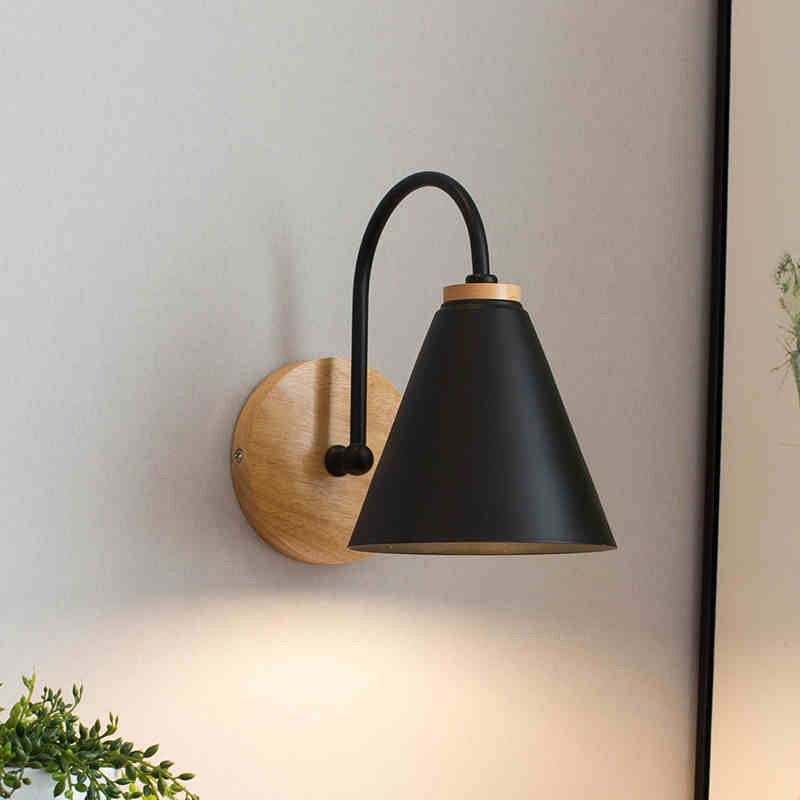 Maris | Curved Wood and Metal Wall Sconce