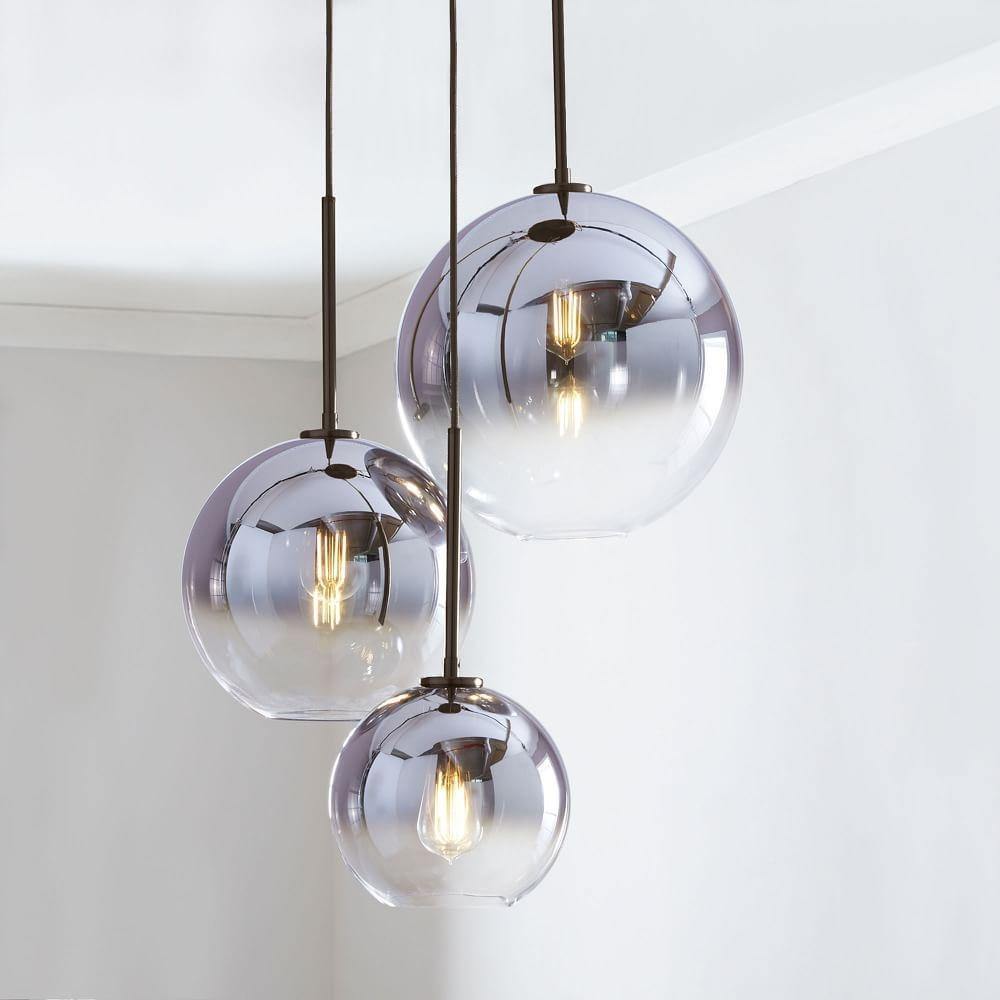 Aurell Nordic Glass Pendant Light in Champagne Amber, Iconic Silver and Transparent