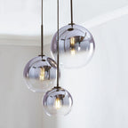 Aurell Nordic Glass Pendant Light in Champagne Amber, Iconic Silver and Transparent