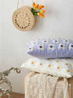 Lumbar Pillow Cover with Daisy Embroidery