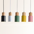 Marlen | Wood and Metal Cylindrical Pendant Light