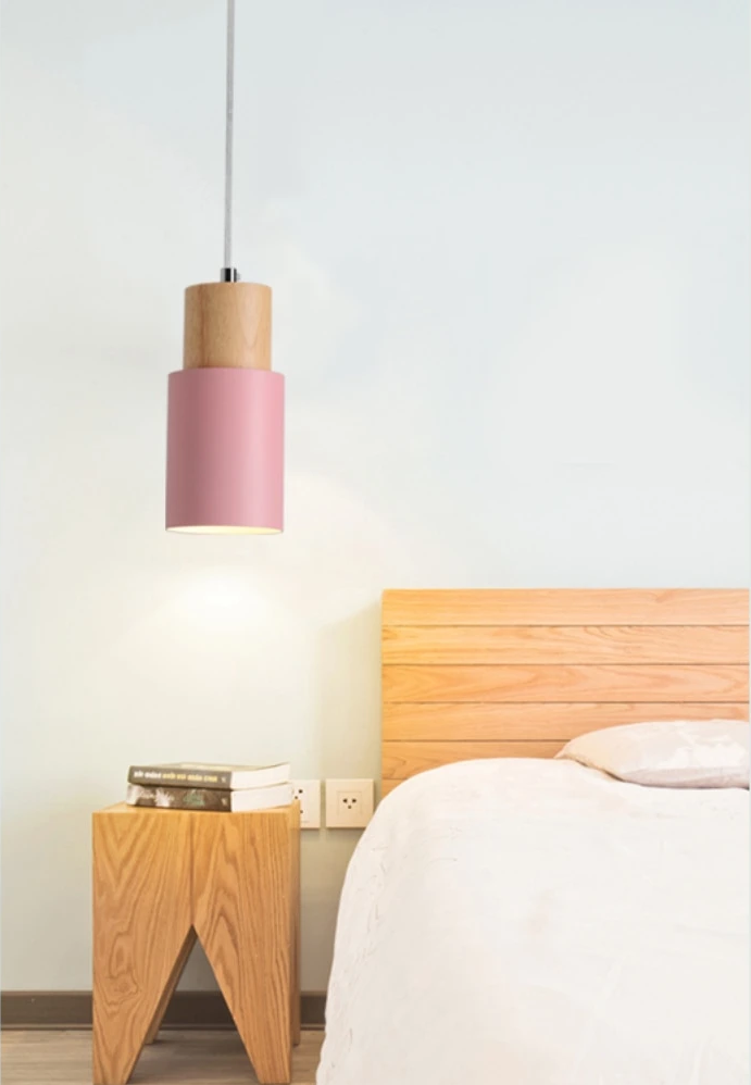 Marlen | Wood and Metal Cylindrical Pendant Light