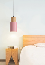 Marlen | Wood and Metal Cylindrical Pendant Light