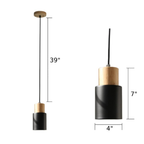 Marlen | Wood and Metal Cylindrical Pendant Light